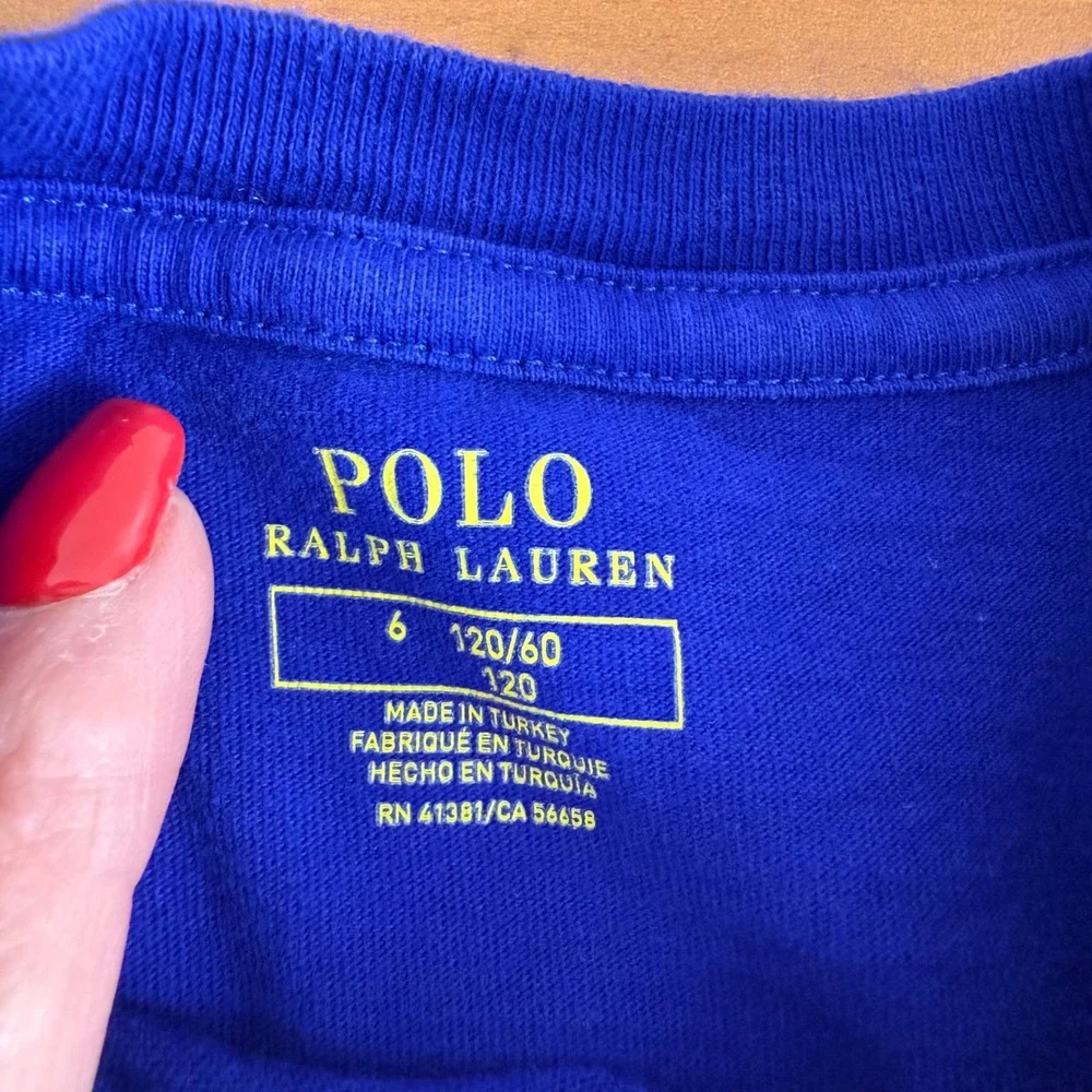 Ralph Lauren Kids Blue Polo Bear Ski Long Sleeve T‎ Shirt Size 6